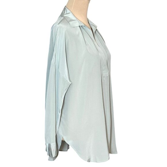 NEW ZOE & SAM 100% Silk Blouse Sz.M Oversized Light Gray Career Minimalist - Picture 5 of 11